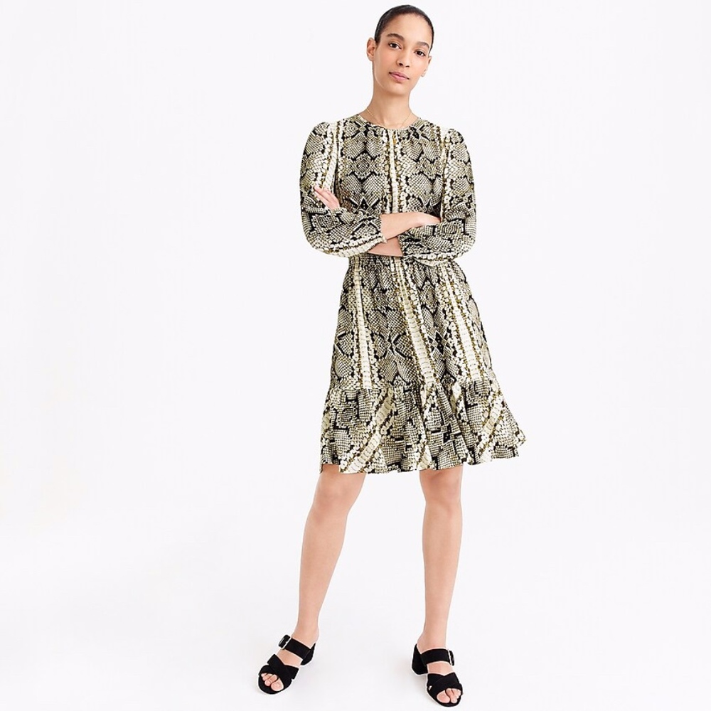 J.Crew Cinched-Waist Dress - Snakeskin Print - Med
